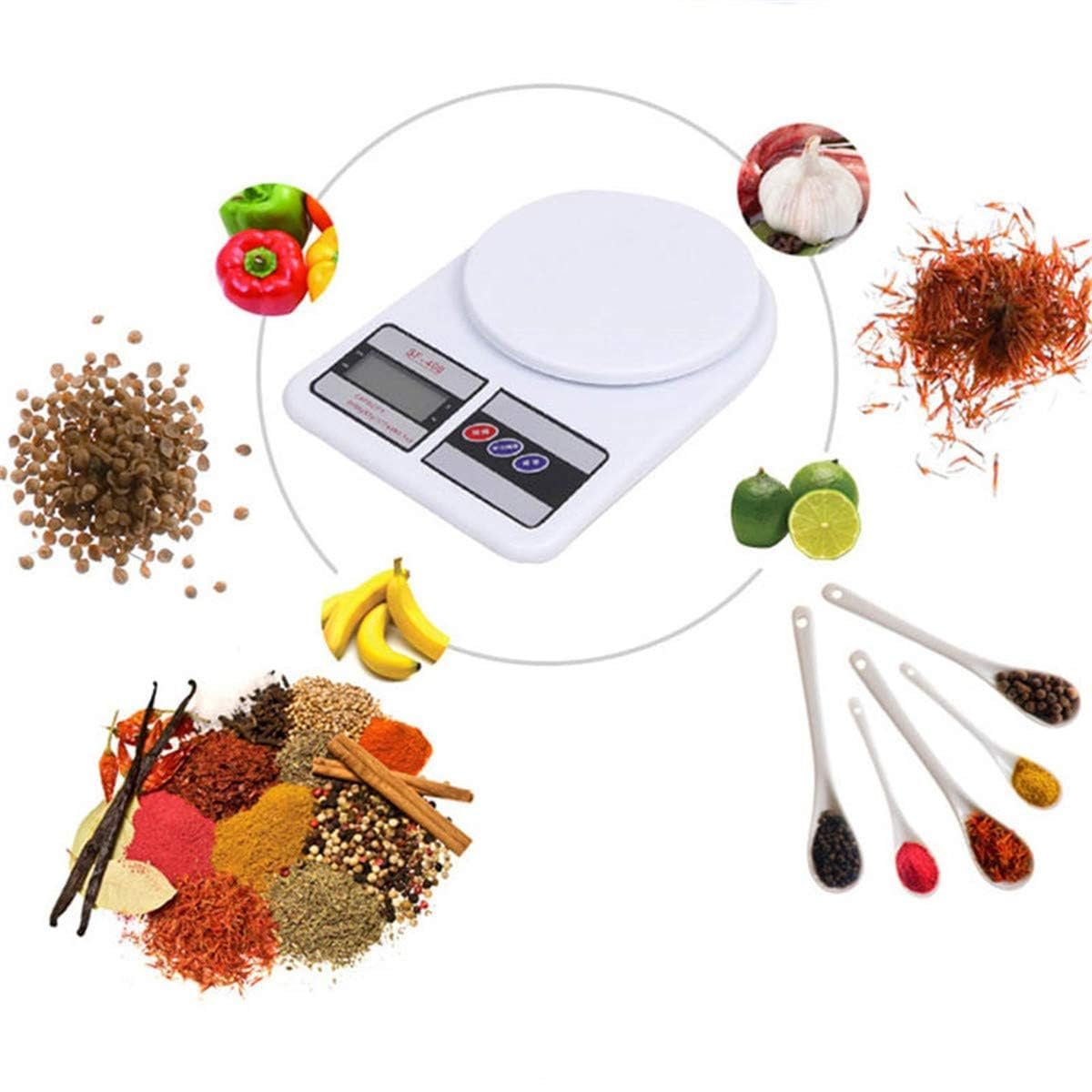 Digital Kitchen Food Scale 10kg Capacity - Electronic Weighing Machine with LCD Display for Baking, Cooking, and Multipurpose Use (White) - Image 3